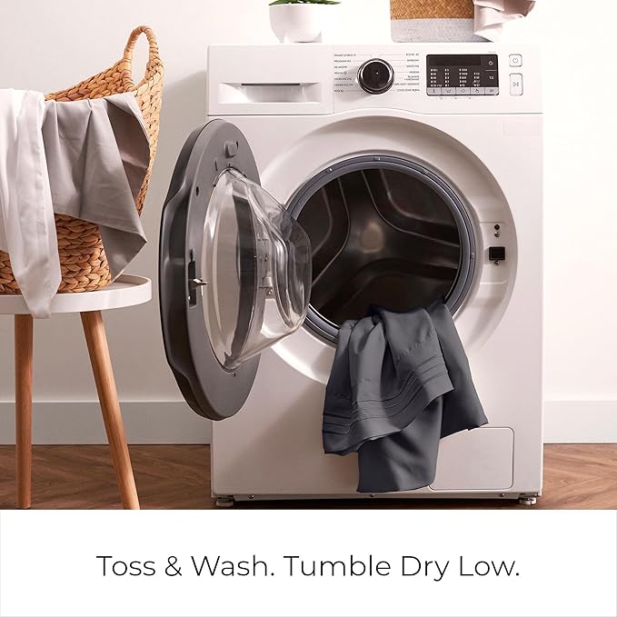 Mellanni Split King Sheets Set - 5 PC Iconic Collection Bedding - Hotel Luxury, Extra Soft, Cooling Bed Sheets - Wrinkle, Fade, Stain Resistant (Split King, Charcoal)