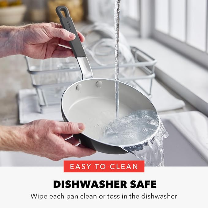 GreenPan x Bobby Flay 13 Piece Nonstick Cookware Pots and Pans Set, PFAS-Free Diamond Ceramic, Induction Suitable, Easy Clean Dishwasher & Oven Safe, Stay-Cool Silicone Handles, Glass Lids, Graphite