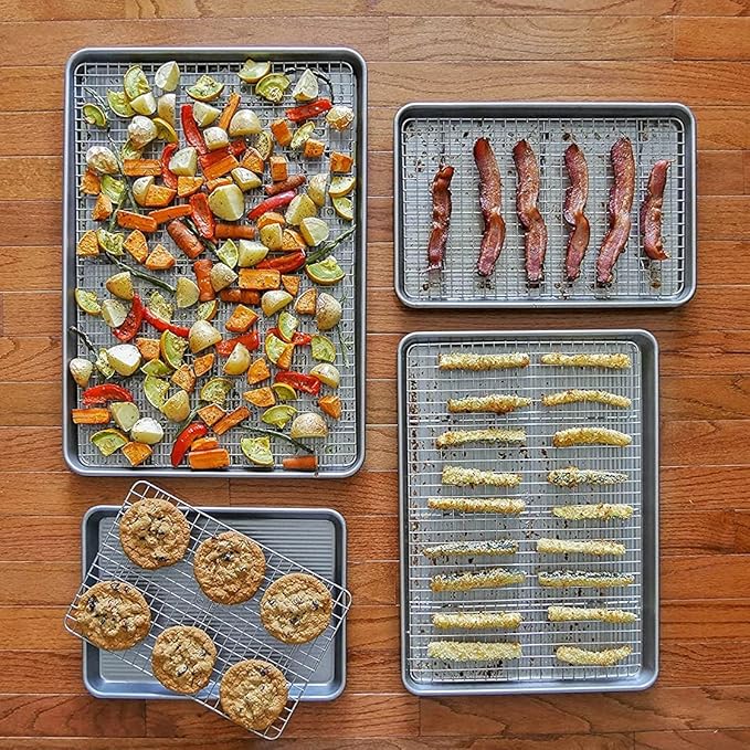 USA Pan Jelly Roll Baking Pan and Bakeable Cooling Rack, Nonstick Commercial Quality