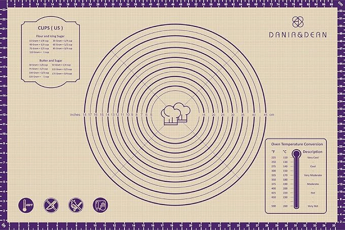 Baking Mat, 24" x36" Silicone Extra Large Non Stick Baking Sheet Mat with Measurement Non-slip Dough Rolling Mat,Reusable Food Grade Silicone Counter Mat for Making Cookies,Macarons,Bread and Pastry