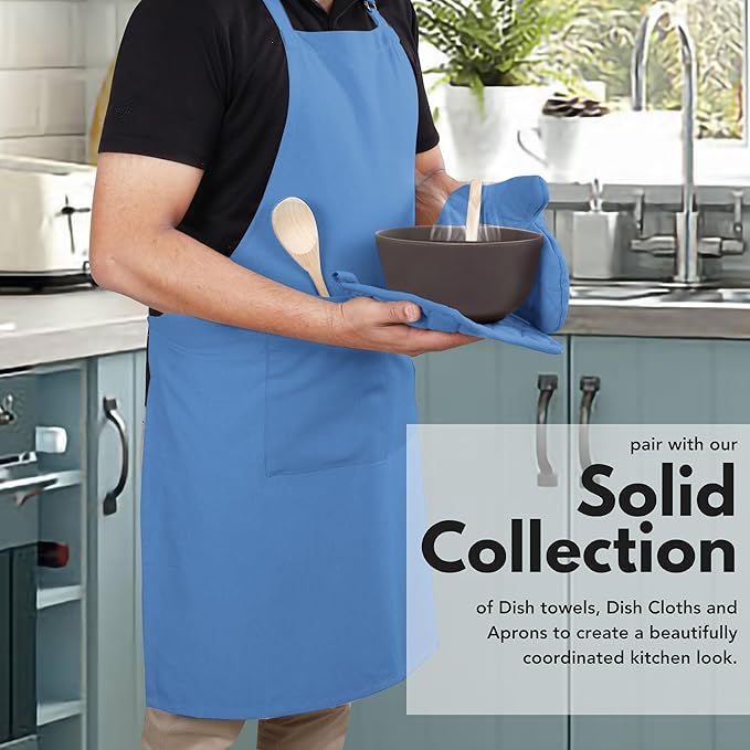 Native Fab Pot Holders and Oven Mitts Sets for Kitchen Heat Resistant - Hanging Non-Slip - 100% Cotton Kitchen Oven Mitts and Pot Holders 4-Piece Set - Blue