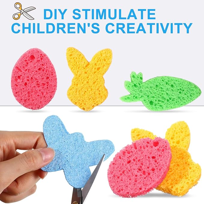 Zhengmy 48 Pieces Kitchen Sponge Bulk Natural Sponges for Dishes Compressed Wood Pulp Sponges Cleaning Sponge Without Scratching for Kitchen Bathroom, 3.9 x 2.4 x 0.12 Inch (Multicolor)