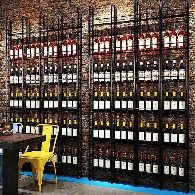 Wine Racks Wall Mounted, 6-Tier Wine Storage Holder, Black Industrial Bar Liquor Bottle Display Shelf, for Home Bar, Kitchen, Dining Rooms, & Wine Cellars(Black, 2 Column)
