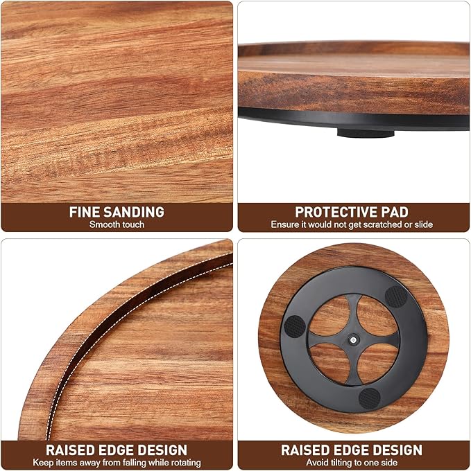 Mumufy 6 Pcs Lazy Susan Turntable Organizer Round Lazy Susan Turntable Tray for Kitchen Counter Pantry Table Organization Cabinet Bathroom(Acacia Wood,9 Inch)
