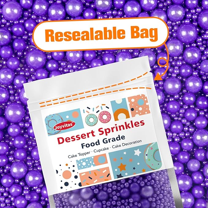 Purple Pearl Sprinkles for Cake Decorating, Edible Pearl Candy, 150g/5.29oz Mix Size, Baking Cake Decoration, Cupcake, Cookie, Holiday, Valentine's Day, Wedding Party, Christmas Supplies