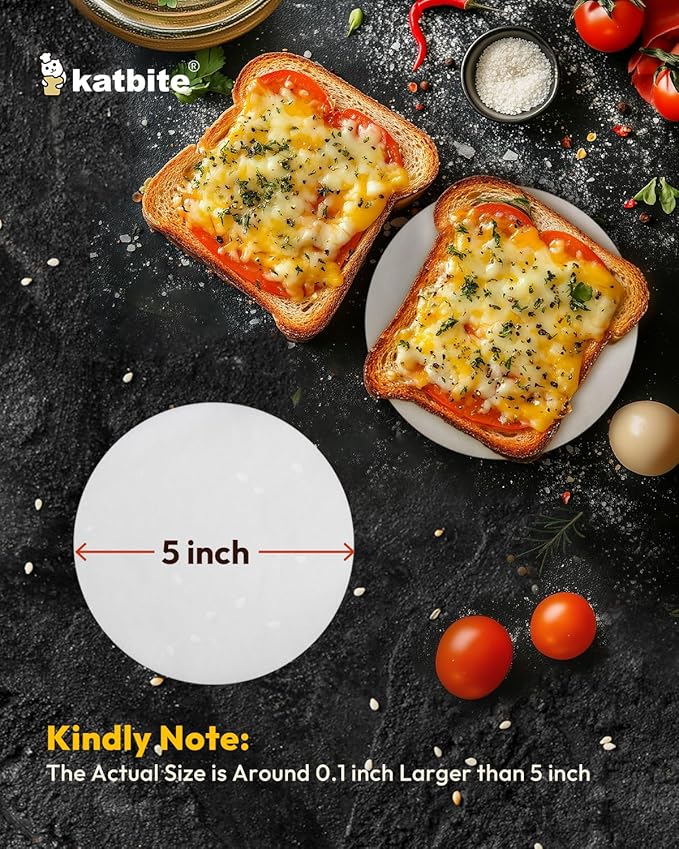 Katbite 200Pcs 5 Inch Parchment Paper Rounds, Extra Strong Heavy Duty & Non-stick for Patty Separating, Freezing, Springform Cake Tin, Toaster Oven, Tortilla Press