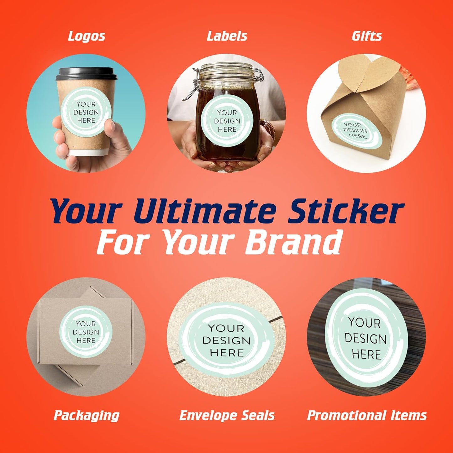 100 Custom Vinyl Stickers - Upload Your own Image, Text, Design, Logo - Personalized Logo Labels for Handmade, Packaging, Bottle, Jars, Candle, Brand Stickers (Mint, 5x5)