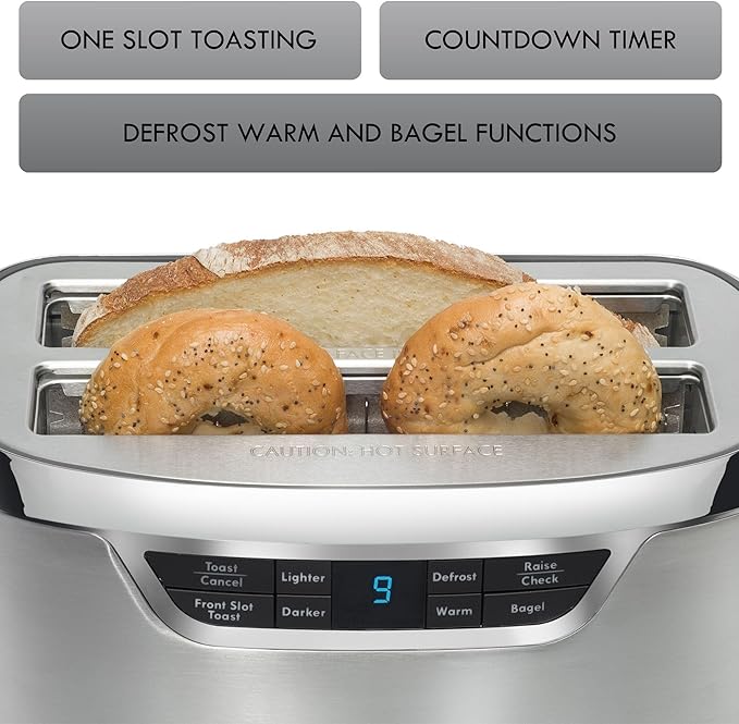 Kenmore Elite toaster 4-slice -wide slot countertop stainless steel Auto lift toasters, grill or toast bread bagel & buns, commercial easy tray clean function with compact pop up tostadora de pan