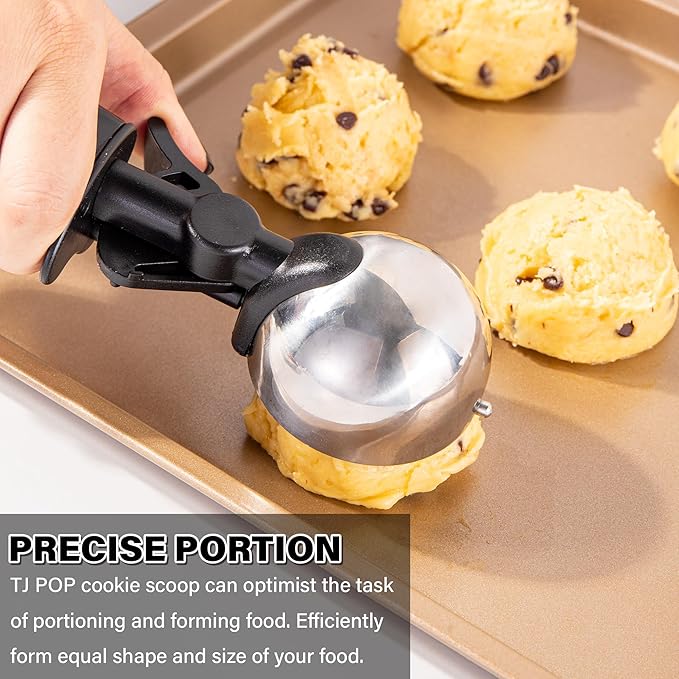 Ice Cream Scoop Set, Cookie Scoop set of 3, 3.25 Tbsp/ 4.9 Tbsp / 6 Tbsp Ice Cream Spoon with Trigger, Cookie Dough Scoop, Portion Scoop 1.63 oz, 2.45 oz, 3oz