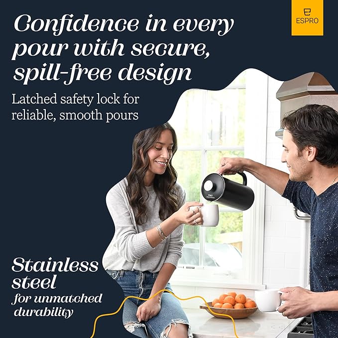 ESPRO P7 French Press Coffee Maker - Double-Walled Stainless Steel Insulated with Micro-Filter, 18 Ounces, Matte Black