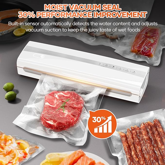 Vacuum Sealer Machine With Vacuum Sealer Bags, Dry/Moist Compact Full Automatic Food Sealer, Air Sealer Machine with Vacuum Seal Rolls, Bag Cutter,