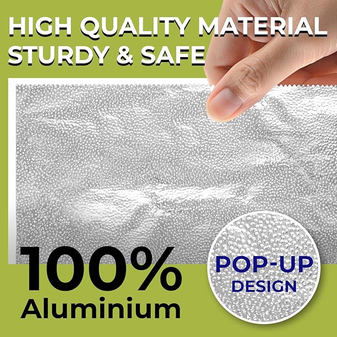 200 Pre-Cut Aluminum Foil Sheets, 9" x 10.75" Pop-Up Foil Sheets for Restaurant Use, Disposable Food Wrapping for Burritos, Hot Dogs, and Sandwiches
