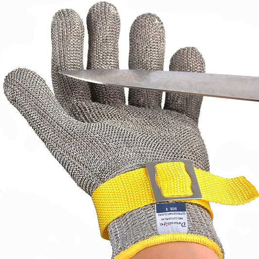 Dowellife ANSI A9 Cut Resistant Glove Food Grade, Stainless Steel Mesh Metal Knife Cutting Glove for Butcher Meat Cutting Oyster Shucking Kitchen Mandoline Chef Slicing Fish Fillet (X-Large)