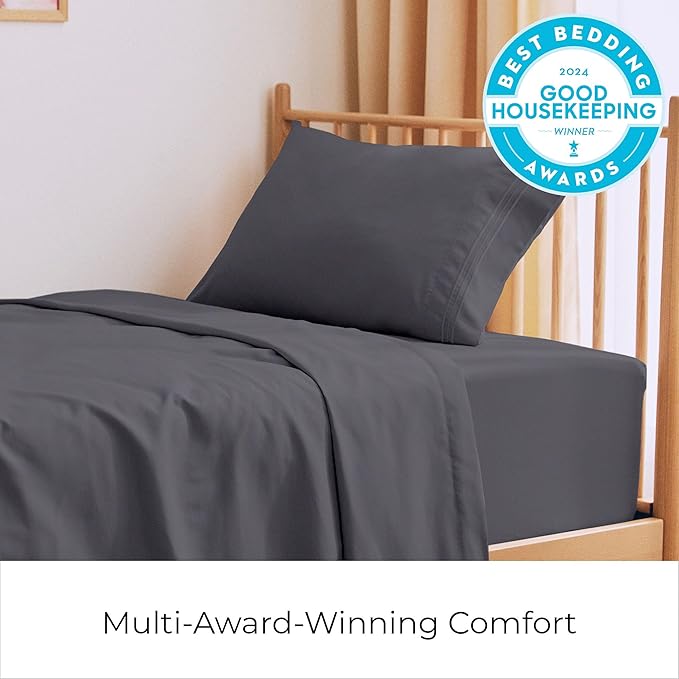 Mellanni Twin Sheets Set - 3 PC Iconic Collection Bedding - Hotel Luxury, Extra Soft, Cooling Bed Sheets - Wrinkle, Fade, Stain Resistant (Twin, Charcoal)