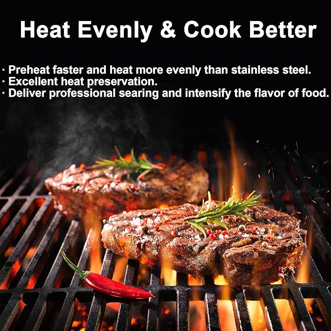 DELSbbq Cooking Grates for Weber Genesis 300 Series Genesis E310 E320 E330 S310 S320 S330 EP-310 EP-320 EP-330, Cast-Iron Grill Grates Replacement for Weber 7524/7528, 19.5" x 12.9", Set of 2