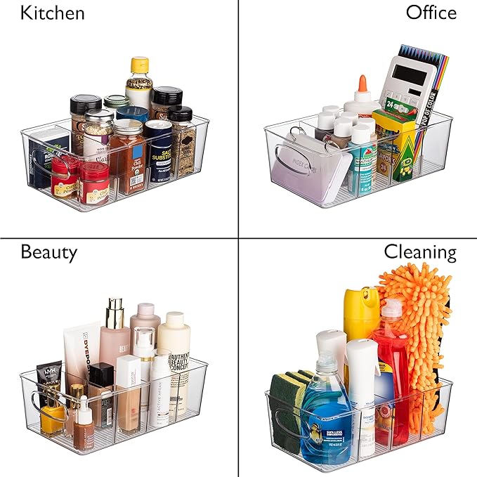 Pantry Organizers and Storage and Cabinet Organizer, 4 Pack - Kitchen Organizers and Storage, Great Fridge or Snack Organizer - Perfect in Refrigerator or Cupboard Shelf