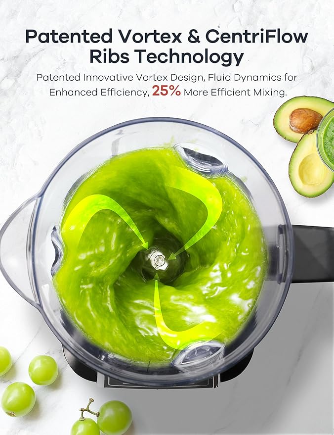 Ganiza Professional Smoothie Blender, Blenders for Smoothies with 1800 Peak Watts & 8 Auto Programs for Frozen Fruits & Ice, 64-oz Large Blender for Shakes and Smoothies, Nutritious Recipe