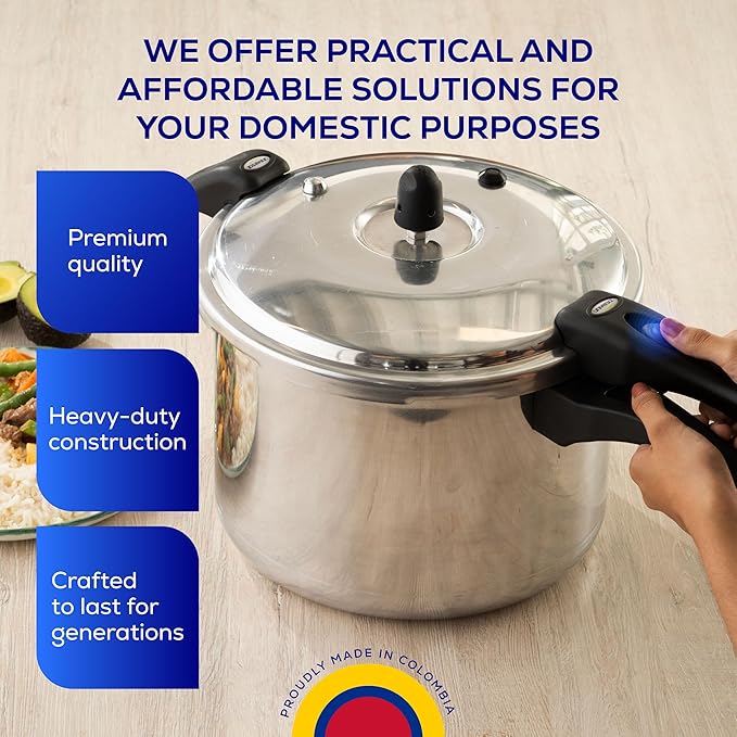 Universal (10.5 Quart / 10 Liter) Anti-Rust Ultra Pressure Cooker, Aluminum Construction for 11 Servings, and Even Heat Distribution, Diameter 10.4 inches, Height 10.6 inches