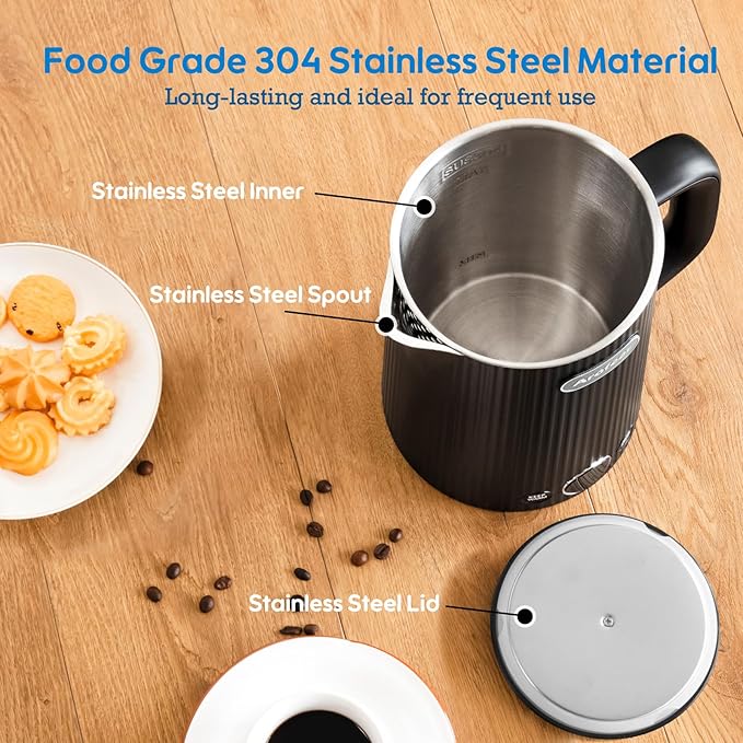 1.7L(57oz) Large Electric Kettle Temperature Control, 7+Cups Electric Tea Kettle for Coffee&Tea, 2 quarts Big Hot Water Kettle Electric with,1200W,Keep Warm-Black