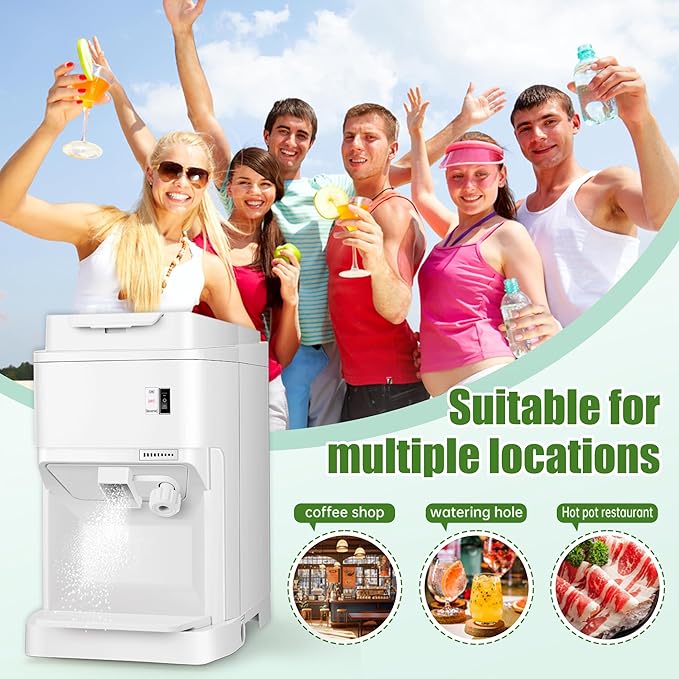 Electric Snow Cone Machine, 250W Shaved Ice Machine, Thickness Adjustable Ice Shaving Machine 265LBs/hr Rotate Speed & Strong Power for Home and Parties Events Snack Bar(2.6Qt)