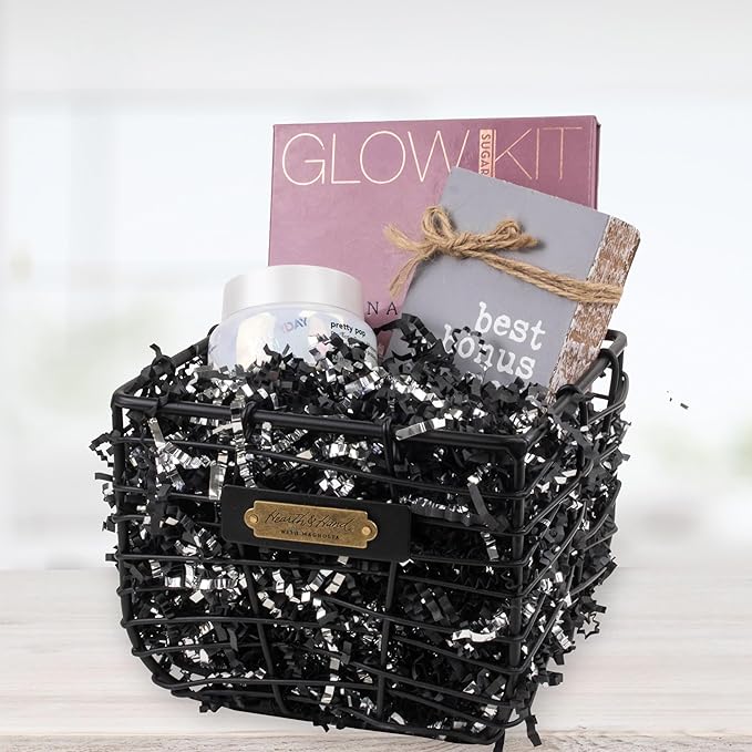 MagicWater Crinkle Cut Paper for Gift Baskets - 2LB - Black & Silver - Perfect for Shredded Paper Filler, Basket Filler, Gift Boxes, Bridesmaid Gifts, Halloween Stuffers & More – For All Occasions