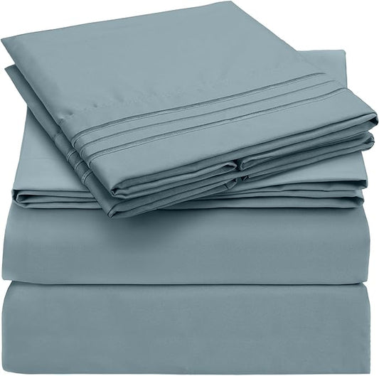 Mellanni Extra Deep Full Sheets - 4 PC Iconic Collection Bedding - Hotel Luxury, Ultra Soft, Cooling Bed Sheets - Wrinkle, Fade, Stain Resistant (Full, Spa Blue)