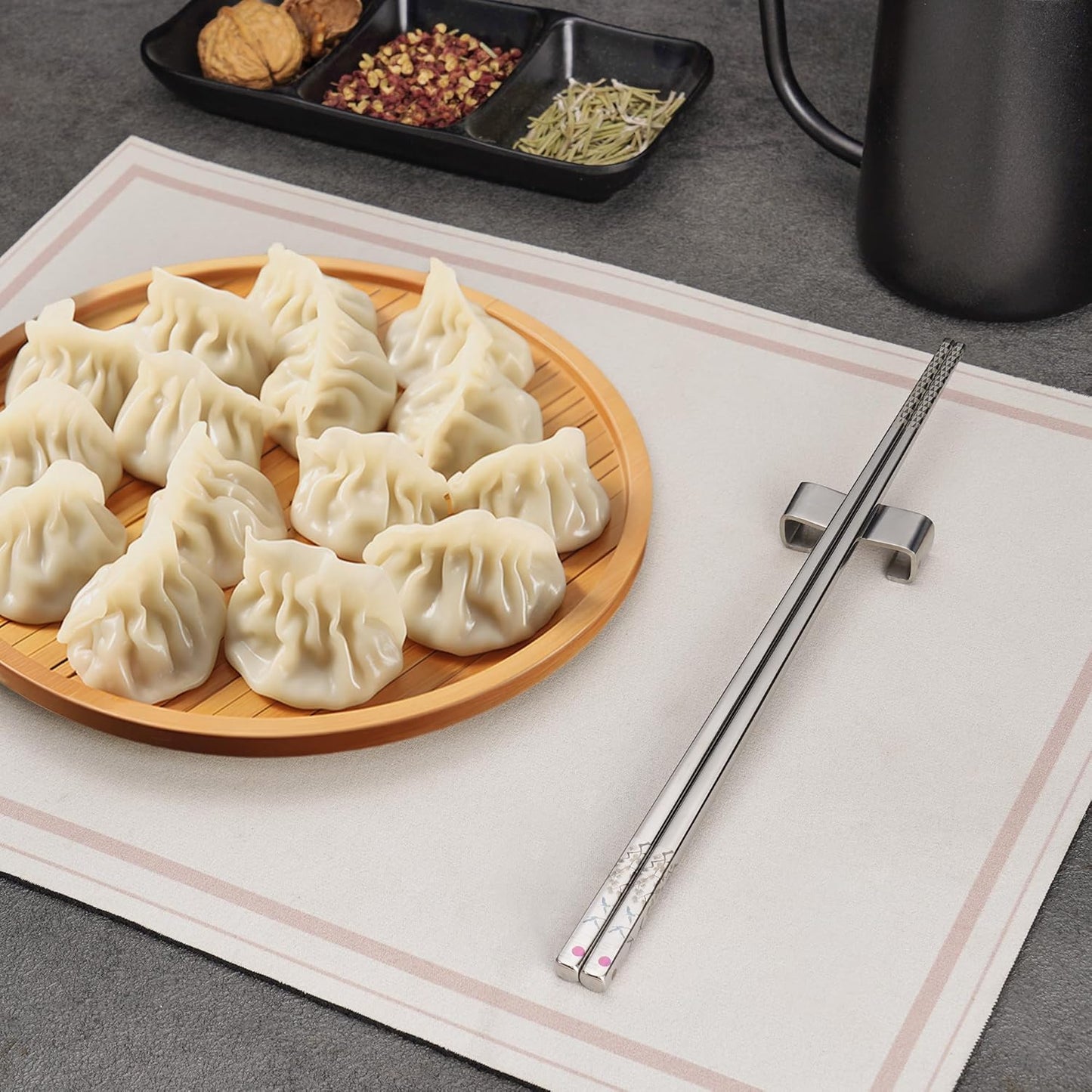 Stainless Steel Chopsticks, Titanium Plated Metal Chopsticks, 9.8" Premium Japanese Korean Color Laser Engraved Cooking Chop Sticks, Dishwasher Safe, Reusable, Anti-slip, Anti-scald, 2 Pairs Gift Set