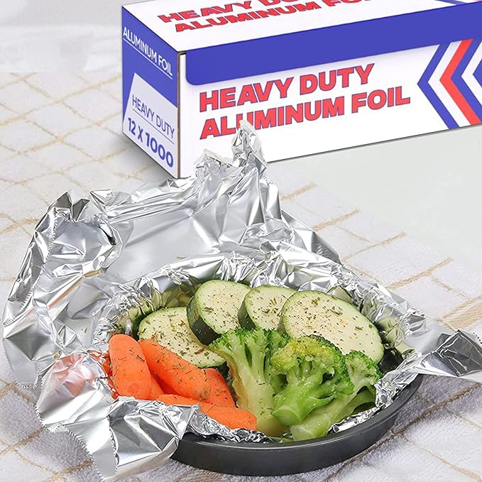 Aluminum Foil Wrap for Food -12 x 1000 FT (2 Box) Heavy Duty Aluminum Foil - BBQ Silver Foil Rolls for Grilling, Roasting, Baking - Perfect for Commercial & Home Use
