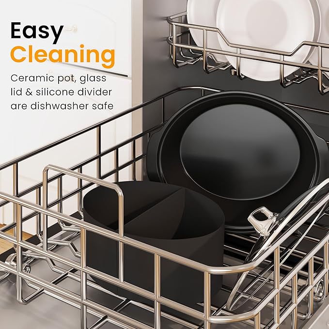 Sunvivi 6 Quart Programmable Slow Cooker with 2 in 1 Silicone Liners, Multi-Cooker Food Warmer with Digital Timer, Adjustable Tempature Control, Dishwasher Safe Parts, Silver