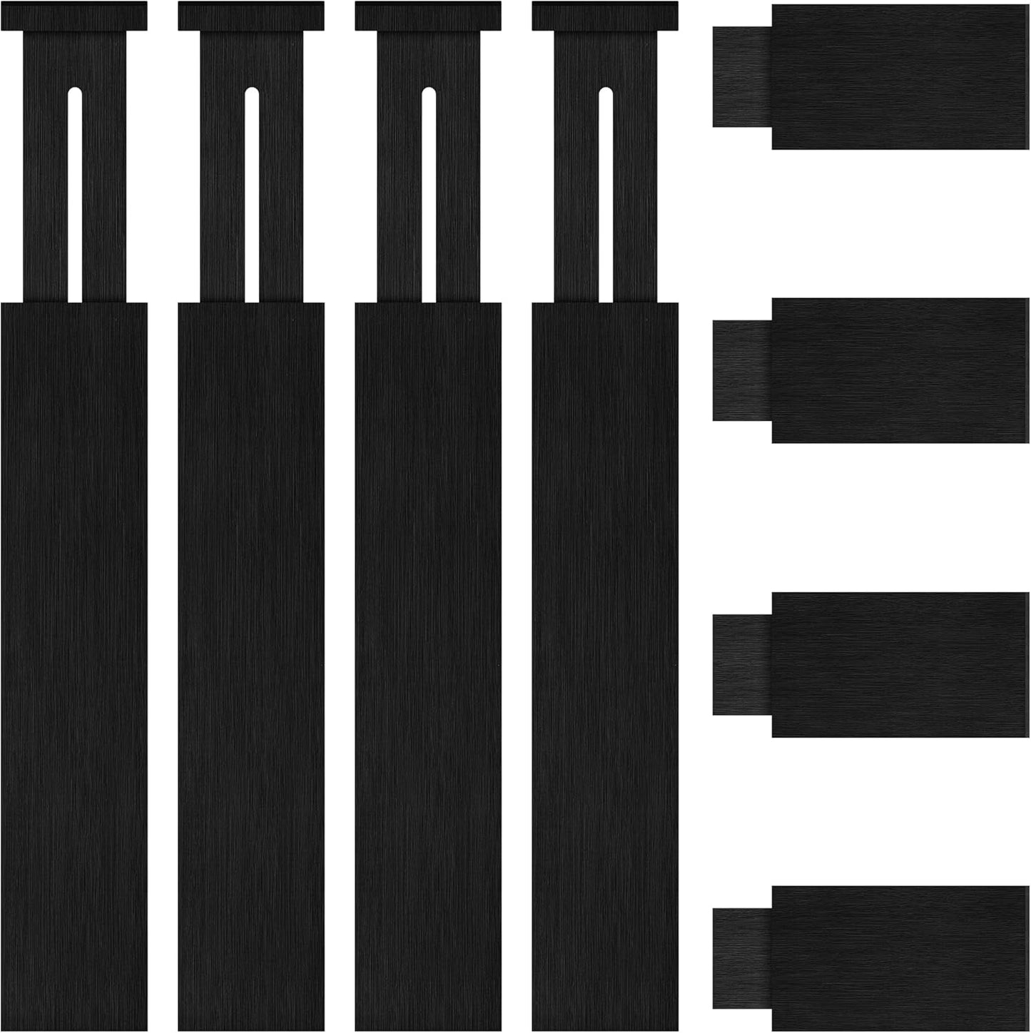 FJO 4 Pack Adjustable Bamboo Drawer Dividers - 12.5" - 21.7" Expandable Drawer Separators for Kitchen, Utensils, Clothes, Bedroom, Dresser, Bathroom (Black)