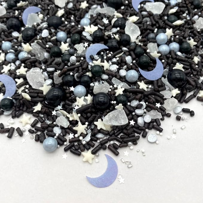 Moon Child Sprinkle Mix by Simply Sucré | Gothic | Star & Galaxy Edible Sprinkles | Bulk Sizes: 4 oz, 8 oz, 16 oz (8 oz jar)