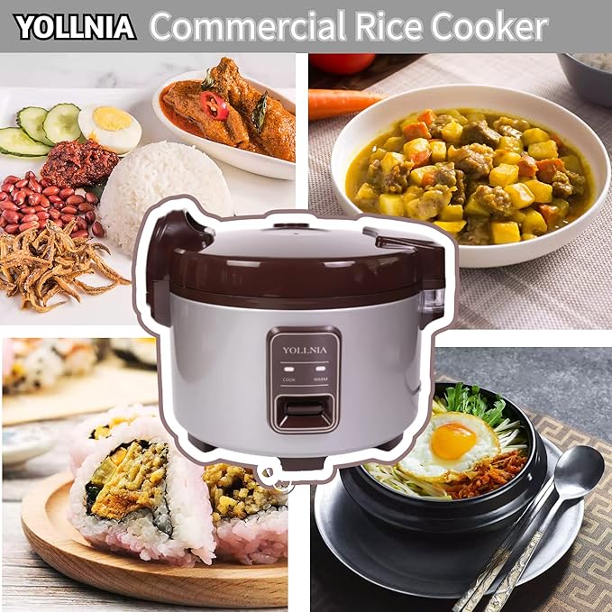 Commercial Large Rice Cooker & Food warmer | 13.8QT/65 Cup cooked rice | Non-stick Inner Pot |Auto Warmer Mode |1350W Fast Cooking