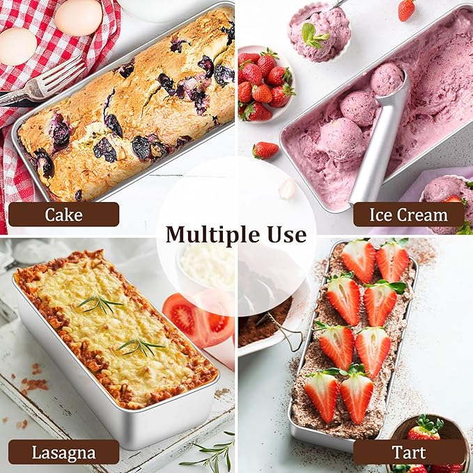 TeamFar Loaf Pan, 12 x 5 Inch Stainless Steel Loaf Pans for Baking Bread, Large Bread Loaf Baking Pan for Homemade Bread, Meatloaf, Cake, Brownies, Non-Toxic, Heavy-duty, Oven & Dishwasher Safe