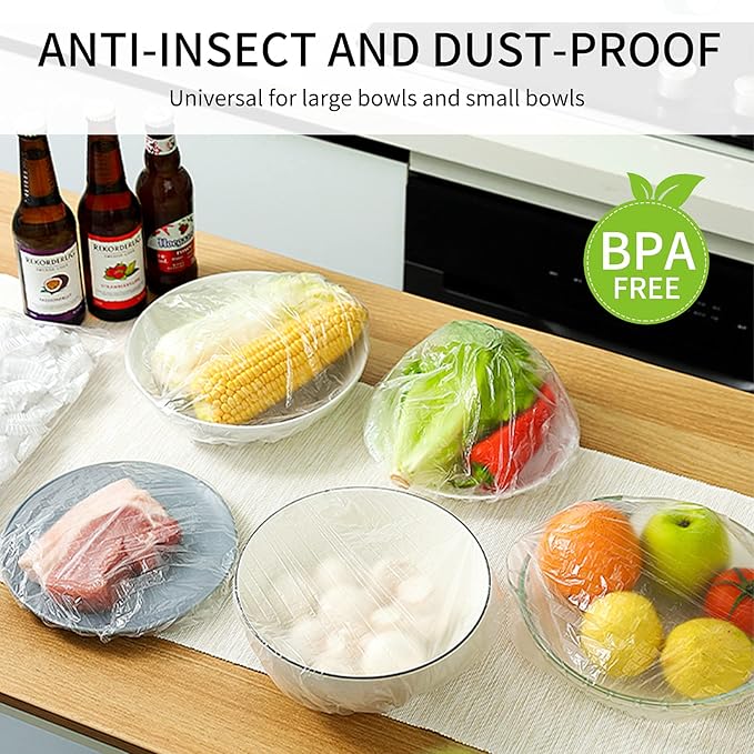 Homelove Plastic Bowl Covers Dish Cover Food Cover, 100pcs Reusable Elastic Stretch Fresh Keeping Covers, Kitchen Dining Cookware Canning Lids Food Bags, Universal Kitchen Plastic Wrap [Colorful]