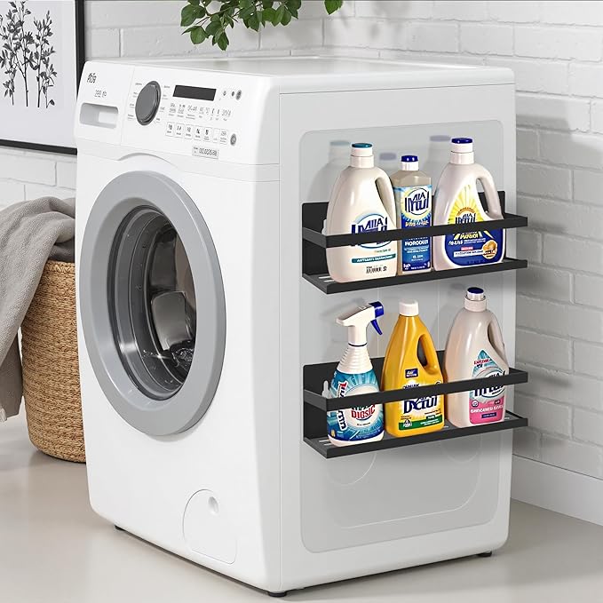 Magnetic Spice Rack Organizer for Fridge Seasoning Organizer for Kitchen Storage With Screw Magnetic Shelf for Oven, RV,Garage,Bathroom(Black, 4pack)