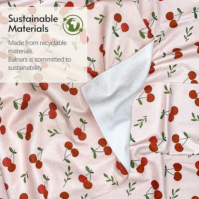 Kitchen Towels, 18" x 30" Tea Towels for Kitchen, Premium Microfiber Dish Towels for Kitchen Drying, Blush Garden Series, 2-Pack