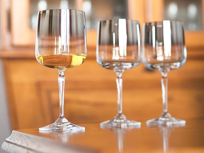 Barski Wine Glasses - Set of 4 - Water Glass -Smoked Metallic Ombre- Stemmed - 12 Oz. - for Red or White Wine or Water - Made in Europe