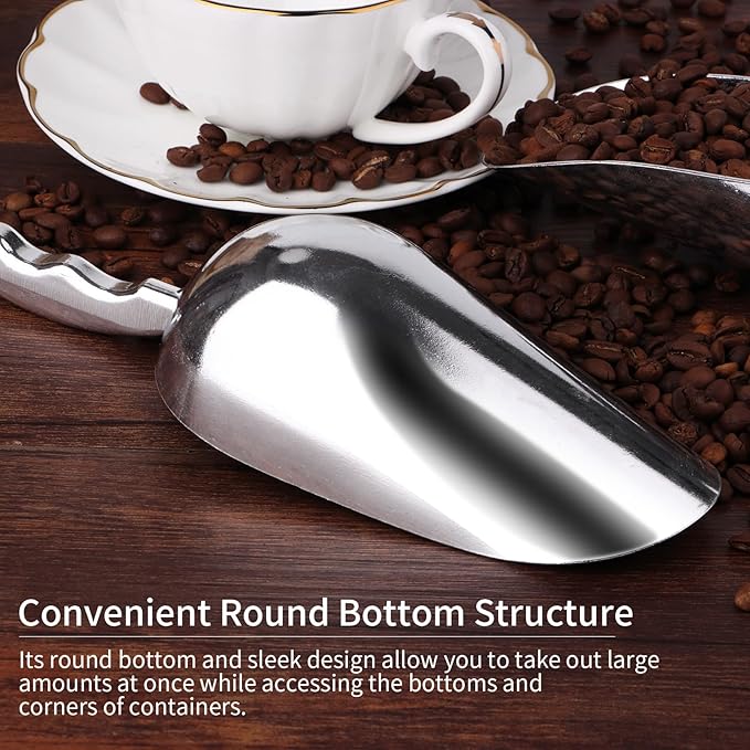 12 Oz Cast Aluminum Bar Ice Scoop Suitable for wedding, buffet (Silver-2pc)