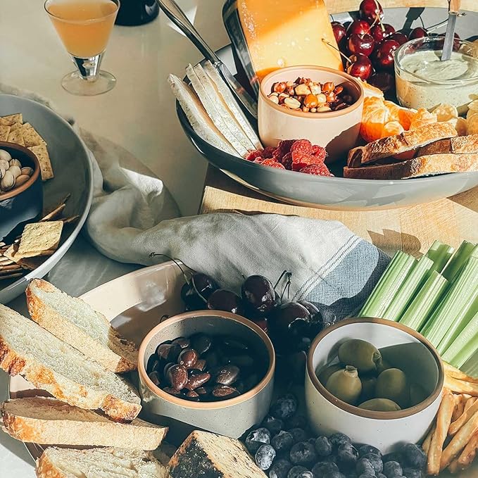 Mora Ceramic Large Serving Bowls- Set of 2 Oval Platters for Entertaining. Modern Kitchen Dishes for Dinner, Fruit, Salad, Turkey, etc. Oven, Dishwasher Safe, 110/80 oz, 16" / 14.6" - Neutrals