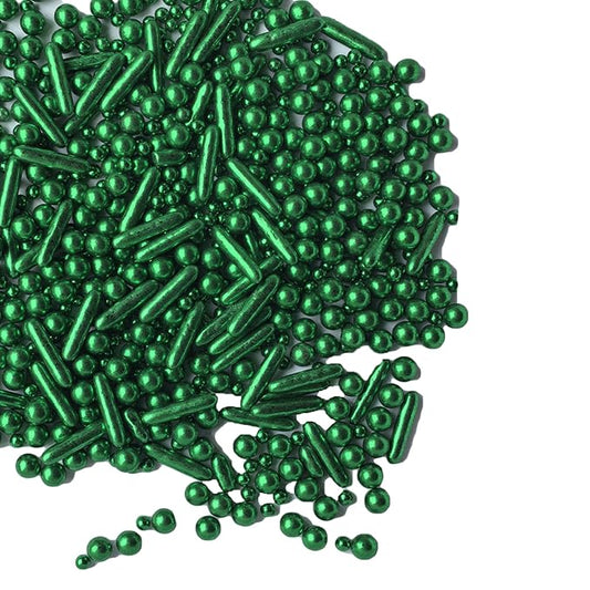 Sprinkles Green Pearl Sugar Candy Mix Size Baking Cake Decorations Cupcake Toppers Celebrations Shaker Jar Wedding Shower Party (120g/4.2oz）