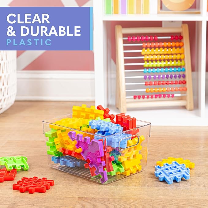 Plastic Food Storage 8 Pack Clear Container Bin with Handles for Organizing Kitchen, Pantry, Refrigerator, Freezer, Pantry, Cabinet, Closet, Bathroom. 10”x7.5”x5.3”