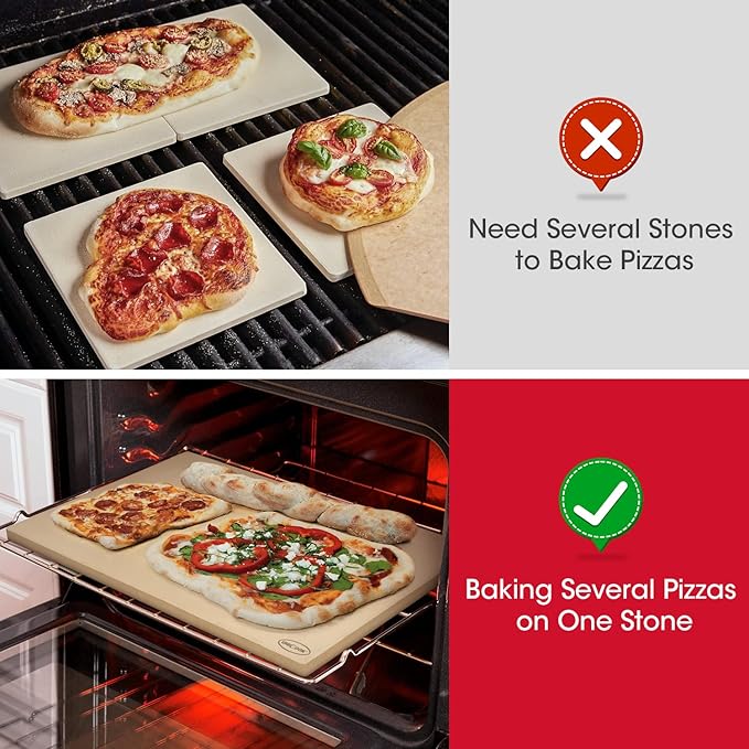 Unicook XX-Large Pizza Stone 26" x 17.5" x 0.6" for 36"/48" Home and Commercial Ovens, Rectangular Baking Stone, Ideal for Baking Crispy Pizzas, Bread and Cookies, Weighs 21 lbs, Does Not Fit 30"Ovens
