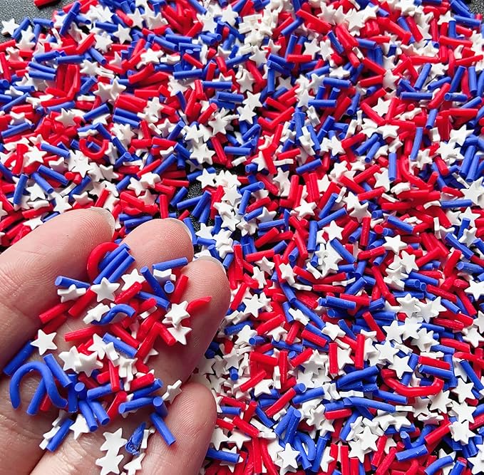 EHOPE Fake Sprinkles Resin Sprinkles Fake Candy Sprinkles Clay Sprinkles Polymer Sprinkles Polymer Clay Slices for Nail Art DIY Crafts Cake Phone Case(40G-Blue Sugar granules+ Stars-16)