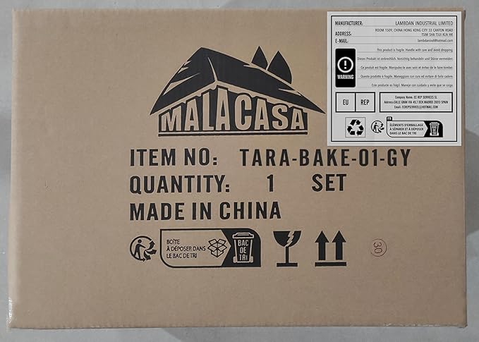 MALACASA Lasagne Dishes for Oven, 4.8 Qt Ceramic Oven Dish with Handles, 9 x 13 Inch Deep Rectangular Baking Dish Casserole Dishes, Grey Lasagna Pan Bakeware for Roasting, Series TARA