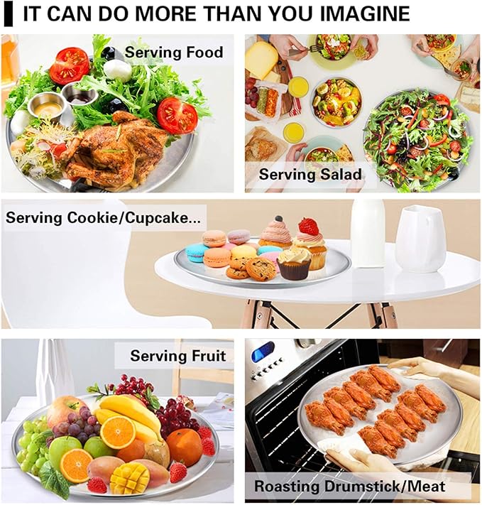 TeamFar Pizza Pan, 12 inch Pizza Pan Set Round Pizza Oven Baking Pans Tray Stainless Steel for Home Restaurant Party, Healthy & Heavy Duty, Dishwasher Safe & Easy Clean - Set of 4