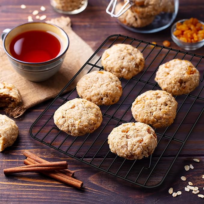 Cooling Baking Rack Set of 2, E-far 11.7” x 9” Non-stick Wire Racks for Oven Cooking Roasting Grilling Cookie Cake Bacon Meat Resting, Non-toxic & Easy to Clean