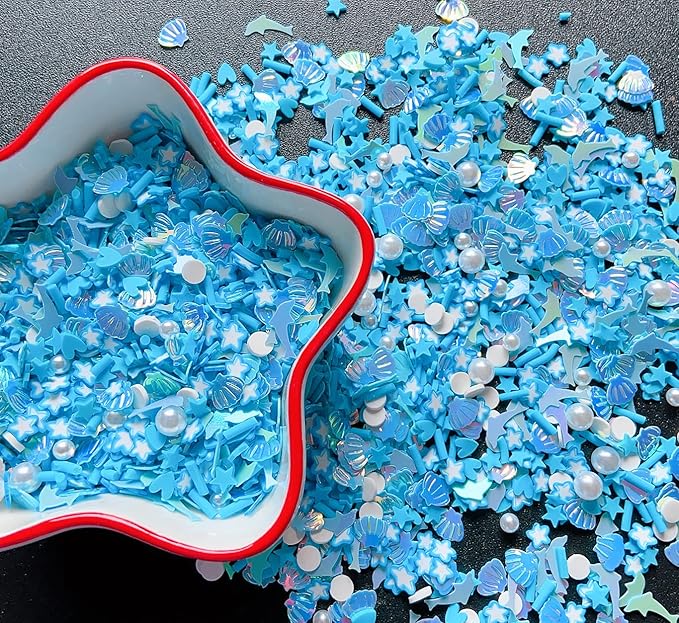 Fake Sprinkles Clay Sprinkles Polymer Slices for Nail Art DIY Crafts Cake Phone Case (40G-Shell+Pentagram-24)