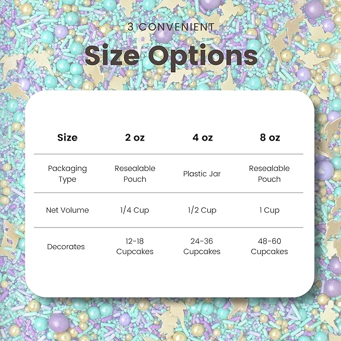 Sprinkle Pop Arabian Princess Sprinkles Mix| Aqua Lavender Purple Sprinkles with ~10 Genie Bottle Toppers and Gold Dragees| Girl Birthday Decorating Sprinkles Made in USA for Cake Cookie Cupcakes, 2oz