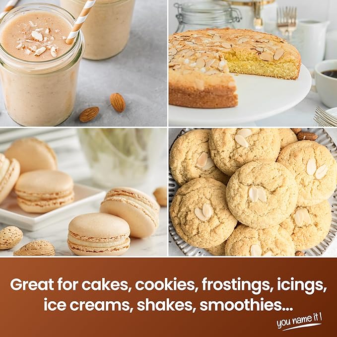 LorAnn Oils Almond Bakery Emulsion: True Essence, Ideal for Boosting Fruit Tones in Cakes, Cookies & Desserts, Gluten-Free, Keto-Friendly, Extract Substitute Essential for Your Kitchen, 4 Oz