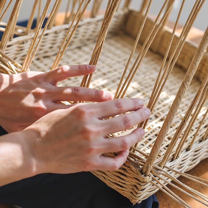 GRANNY SAYS Wicker Storage Baskets for Shelves, Waterproof Wicker Baskets for Organizing, Woven Basket for Shelves, Decorative Basket for Pantry, Brown